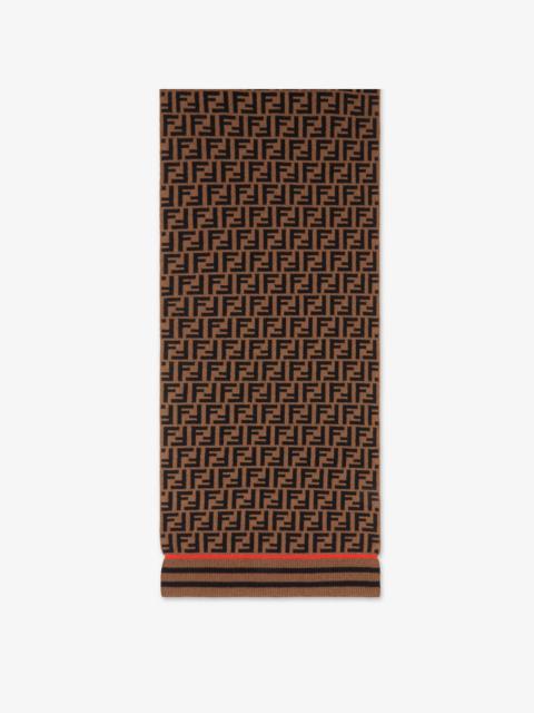 FENDI Brown wool and cashmere scarf