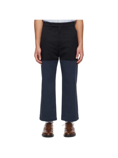 Thom Browne Black & Navy Paneled Trousers