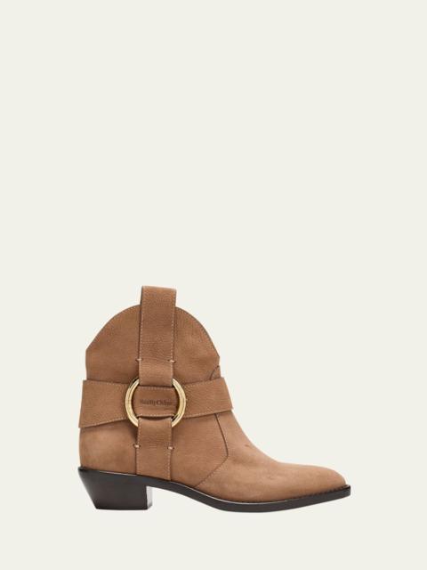 See by Chloé Leather Ring Harness Ankle Booties