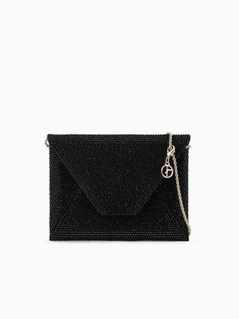 GIORGIO ARMANI Small satin and rhinestone clutch bag