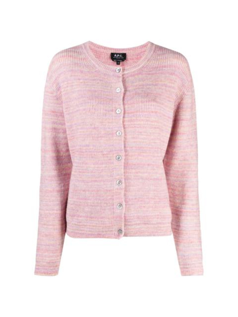marl-knit buttoned-up cardigan