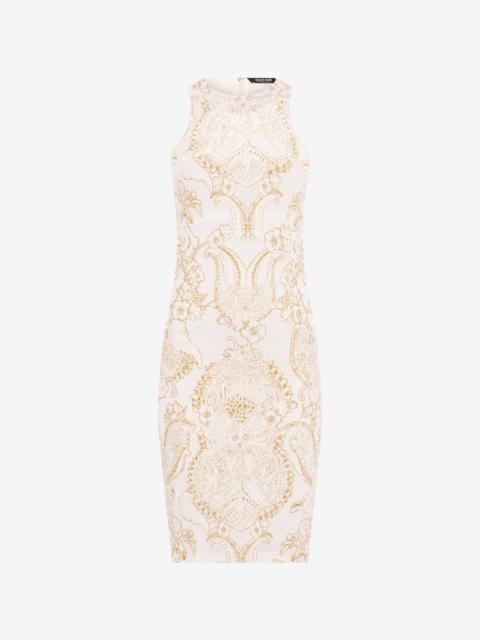 Roberto Cavalli Ornamental White Print Dress