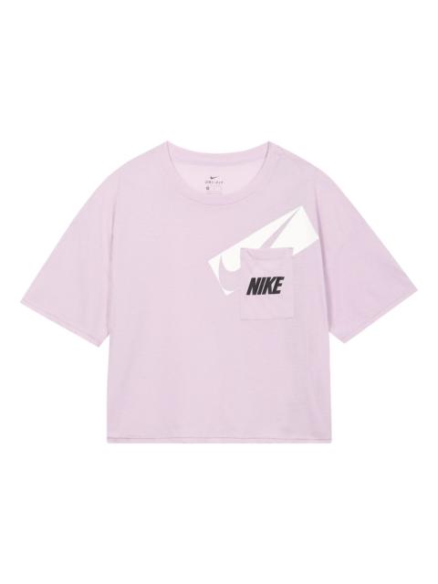 Nike Nike Dri-fit Loose Round Neck Alphabet Short Sleeve Pink Red DC7190-576