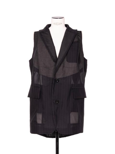 sacai check-pattern sleeveless blazer - Grey