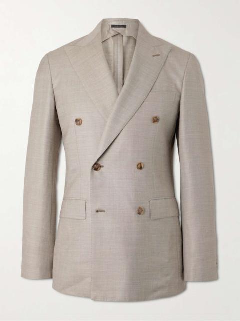 Brioni Double-Breasted Wool and Silk-Blend Twill Suit Jacket