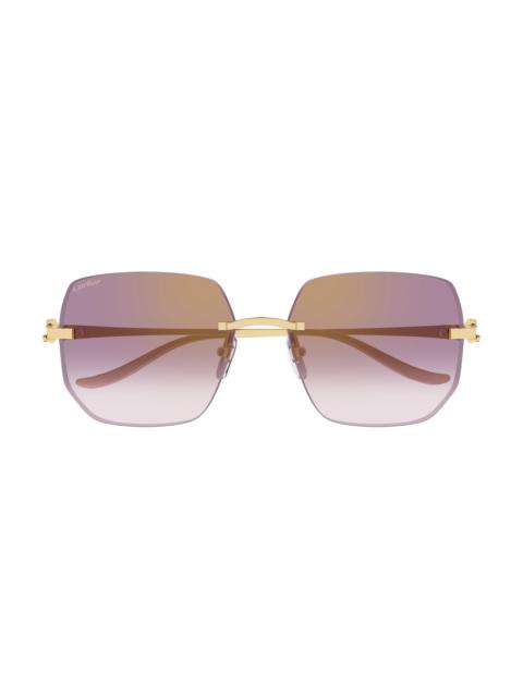 Cartier Women's Panthère Classic 57MM Square Sunglasses - Gold Pink