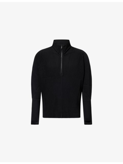 ISSEY MIYAKE Quarter-Zip Pleated Knitted Top