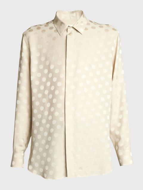 SAINT LAURENT Men's Polka Dot Jacquard Dress Shirt