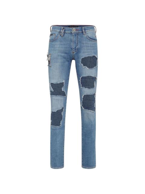 PHILIPP PLEIN Rock Star ribbed-panels skinny jeans