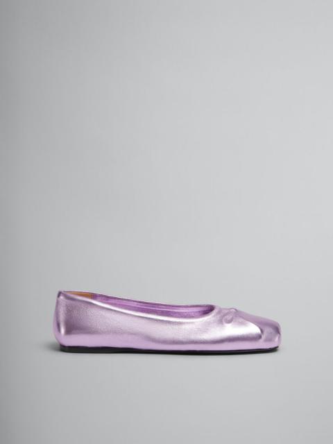 PINK NAPPA LEATHER SEAMLESS LITTLE BOW BALLET FLAT