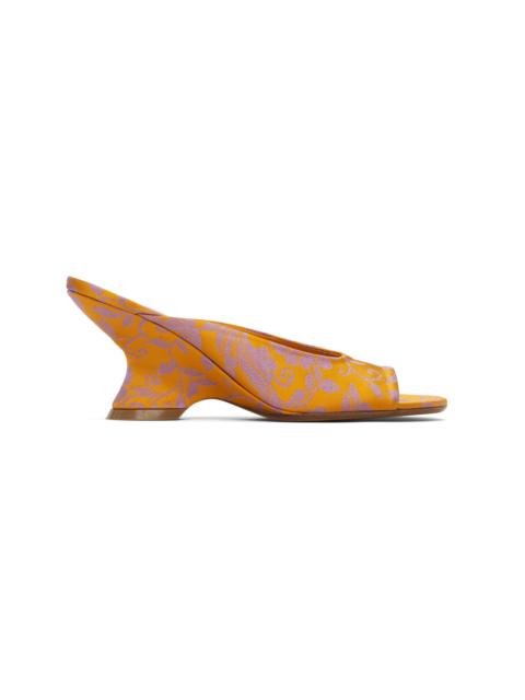 Dries Van Noten Orange Open-Toe Jacquard Mules