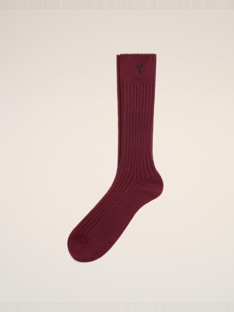 AMI Paris BURGUNDY COTTON AMI DE COEUR SOCKS