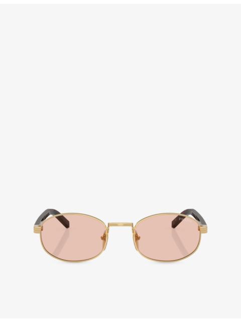Prada PR B53 Oval-Frame Metal Sunglasses