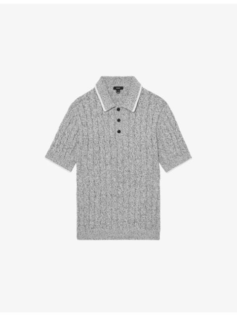 REISS Denby Cable-Knit Cotton Polo Shirt