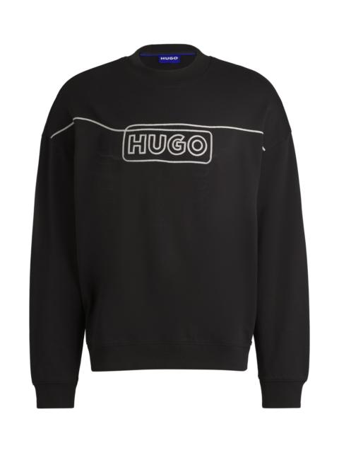 HUGO COTTON-TERRY SWEATSHIRT WITH CHAIN-STITCH LOGO