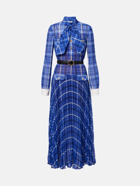 self-portrait Belted checked chiffon midi dress