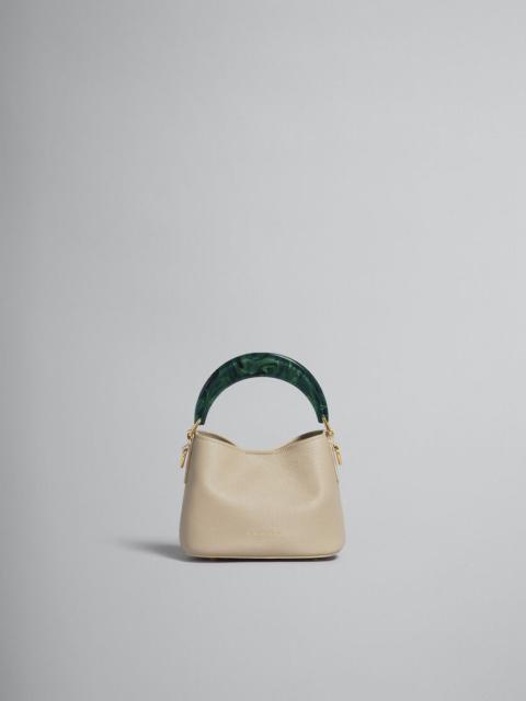 VENICE MINI BUCKET BAG IN LIGHT BROWN LEATHER