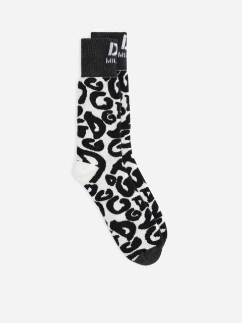 Dolce & Gabbana Stretch cotton socks with jacquard DG logo