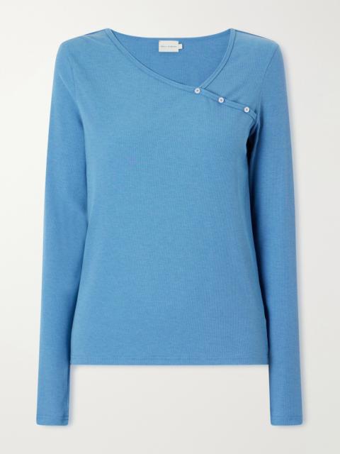DEIJI STUDIOS Button-detail Ribbed Lyocell And Wool-blend T-shirt
