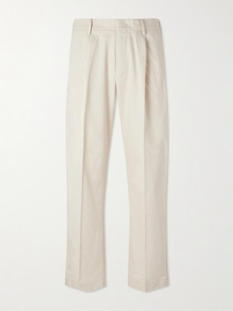 NN07 Kay 1420 Wide-Leg Pleated Organic Cotton-Blend Twill Trousers