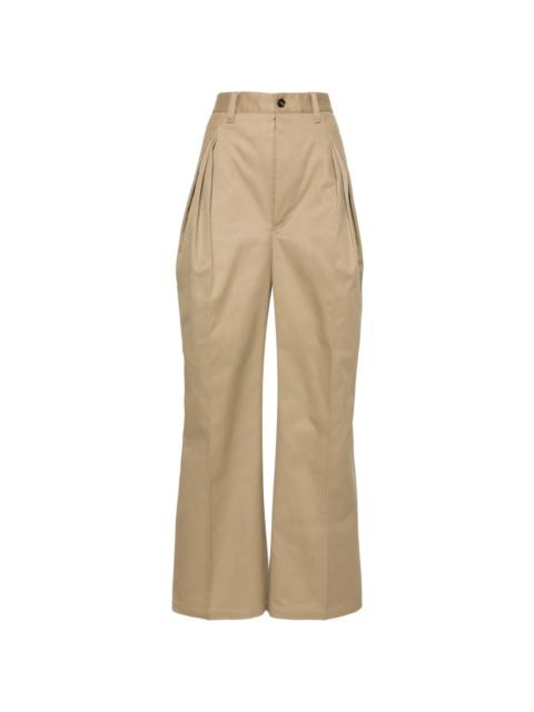 pleat-detailed twill trousers