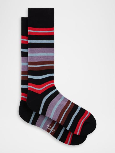 Paul Smith Men's Kean Stripe Crew Socks