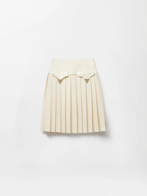 VERSACE Pleated Wool Midi Skirt