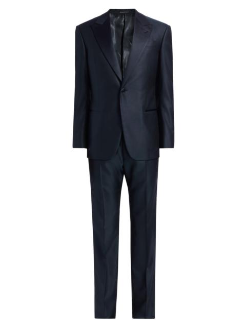 EMPORIO ARMANI Men's Textured Wool-Silk Tuxedo - Navy Blue