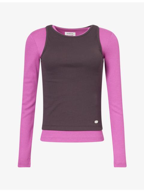 DAMSON MADDER. Manon Layered 2 in 1 Cotton And Modal-Blend Top