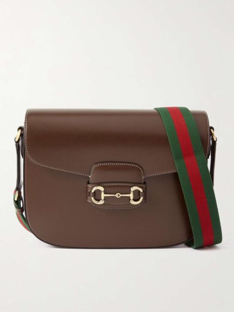GUCCI Horsebit-Detailed Cross-Grain Leather Messenger Bag