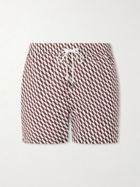 onia Charles Straight-Leg Mid-Length Printed Swim Shorts Brown