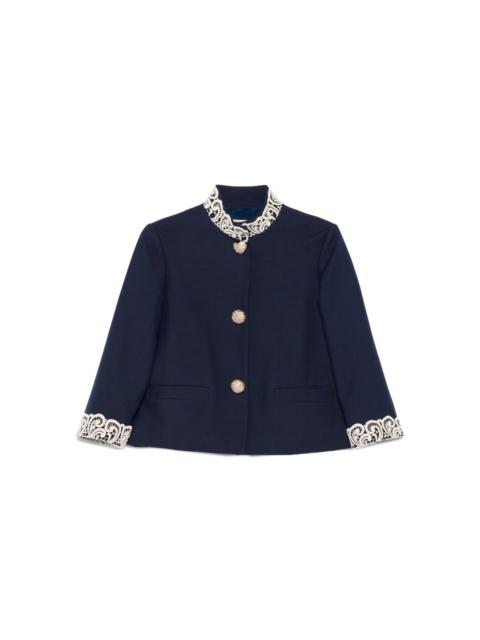 Valentino lace-trimmed button-detail jacket