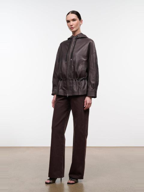 STAUD STAUD GONDOLA LEATHER JACKET EARTH