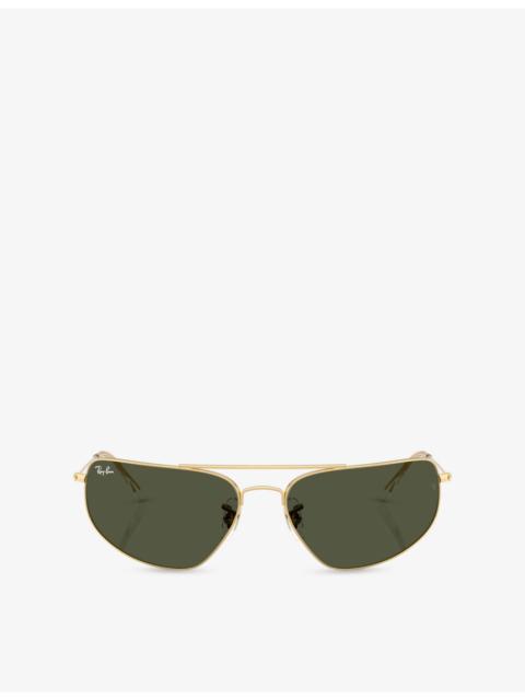 Ray-Ban RB3780 Rectangle-Frame Metal Sunglasses