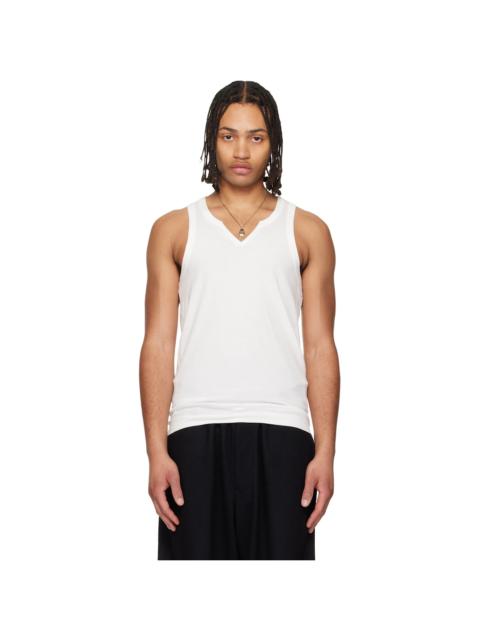 Yohji Yamamoto Off-White Single Jersey V Neck Tank Top