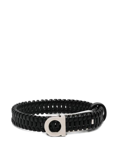 FERRAGAMO Ferragamo Gancini Braided Leather Bracelet