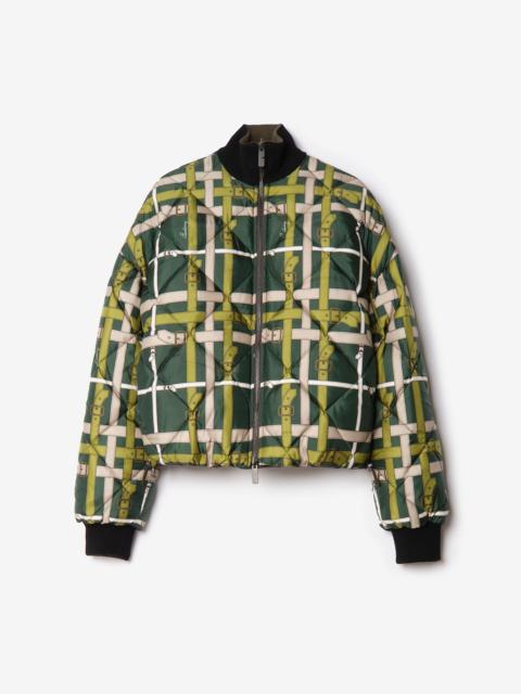Burberry Cropped Reversible Belt Check Nylon Jacket