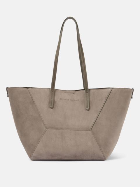 Large suede tote bag