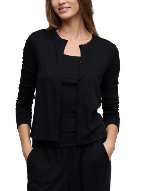 Barefoot Dreams barefoot dreams Scalloped Pointelle Cardigan in Black