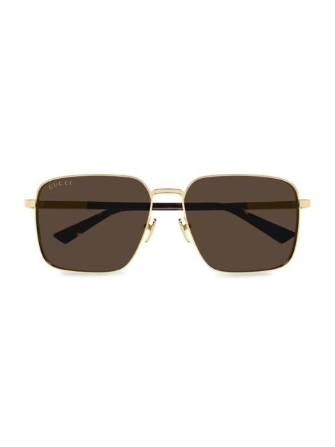 GUCCI Women's Subtle Web 60MM Square Sunglasses - Gold Brown