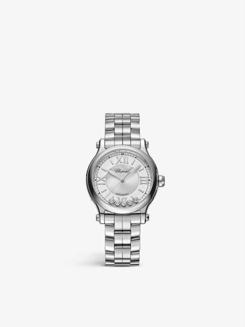 278608-3002 Happy Sport stainless-steel and 0.25ct diamond self-winding mechanical watch