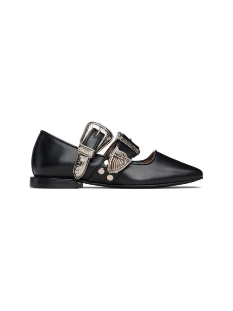 TOGA PULLA Black Leather Ballerina Flats