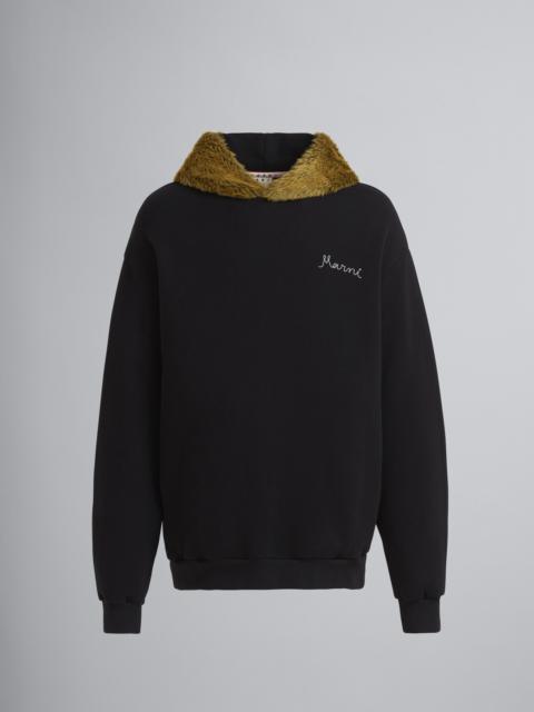 Marni COTTON SWEATSHIRT WITH CONTRASTING FAUX FUR HOOD