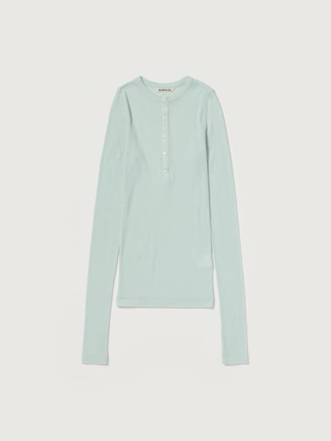 AURALEE WOOL SILK SOFT RIB HENLEY
