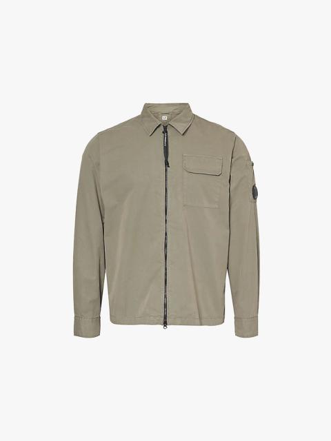 Brand-lens regular-fit cotton overshirt