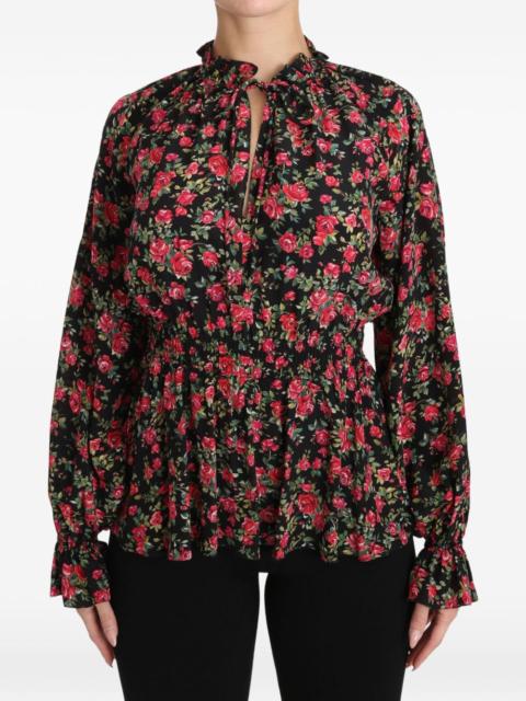 Dolce & Gabbana floral-print ruffled blouse