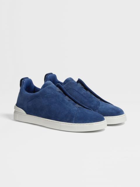 ZEGNA DARK AVIO BLUE SUEDE TRIPLE STITCH™ SNEAKERS