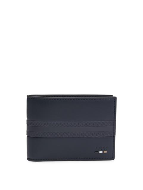 BOSS FAUX-LEATHER FOLDING WALLET WITH TEXTURED TRIM