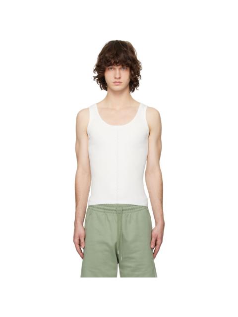 Dries Van Noten White Rib Knit Tank Top