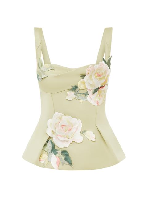 LEO LIN Georgia Embroidered Top green